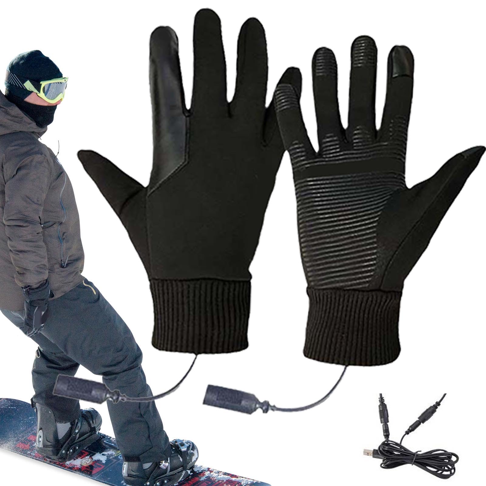 Amazon | 男性用電熱手袋 - 電熱手袋ヒーター付きスキーグローブ